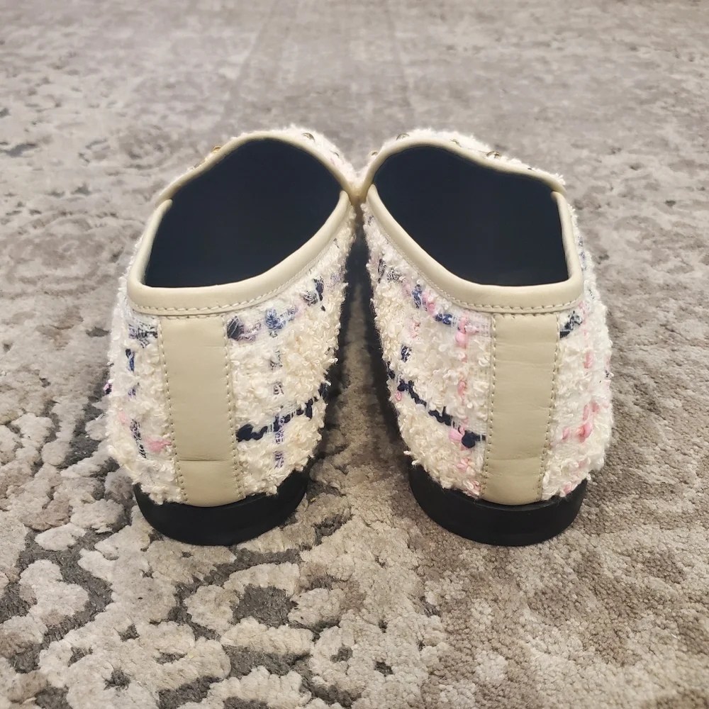 Gucci Jordaan Horsebit-Detailed Leather-Trimmed Boucle-Tweed Loafers in Ivory - Picture 6 of 9